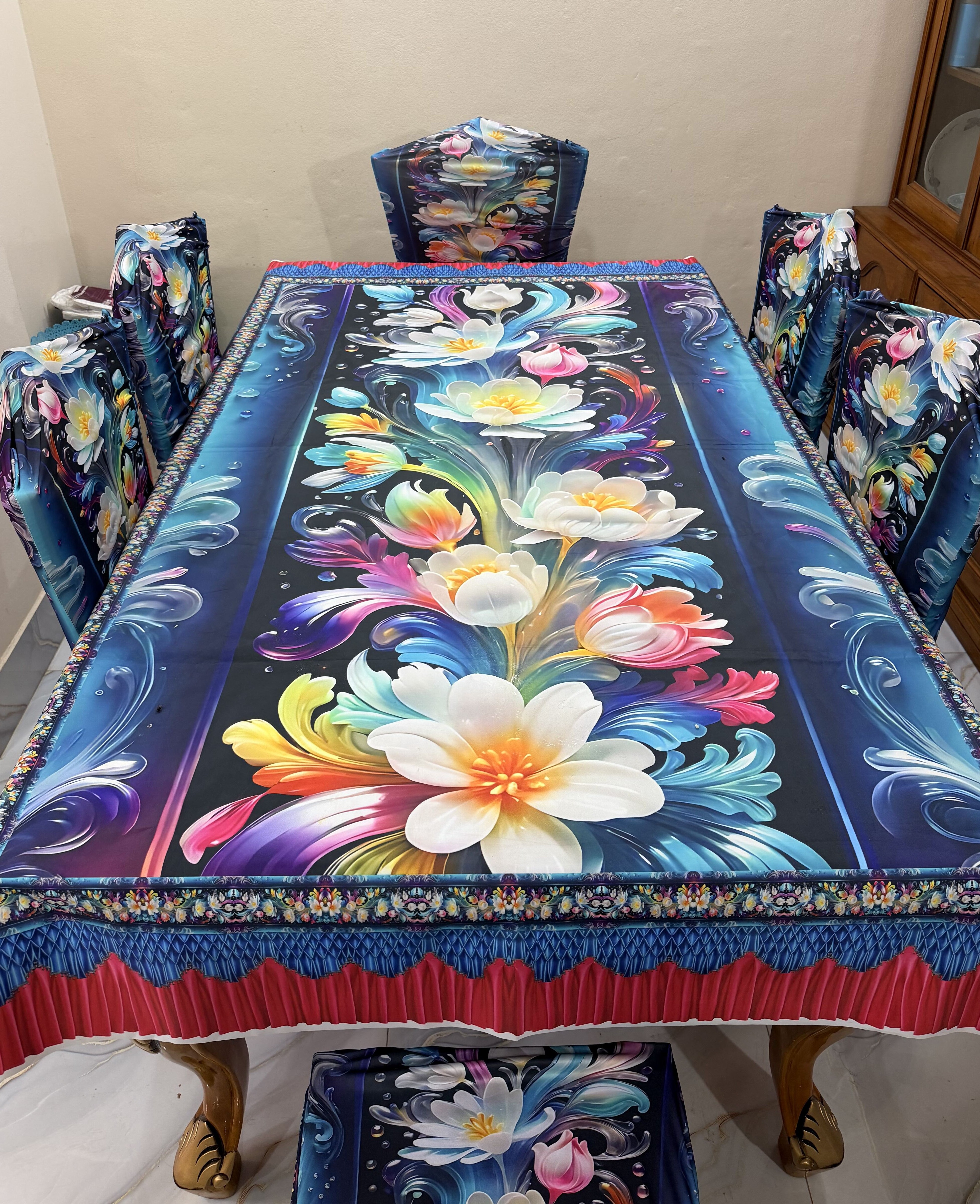 3D Waterproof Premium Dining Table Set ( কুচি চেয়ার কভার ) Code: D78